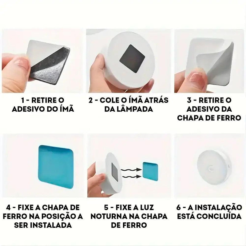 Luminária LED Sem Fio com Sensor de Movimento HDP - USB Recarregável, Luz Fria e Quente