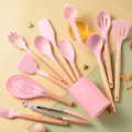 Kit Utensílios de Cozinha 14 Peças Silicone Com Organizador HDP