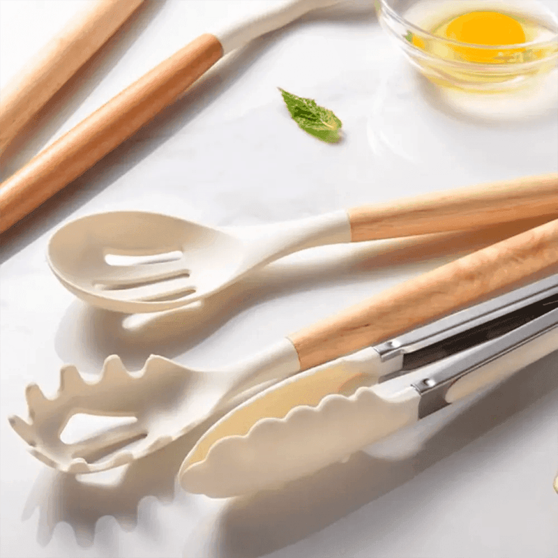 Kit Utensílios de Cozinha 14 Peças Silicone Com Organizador HDP