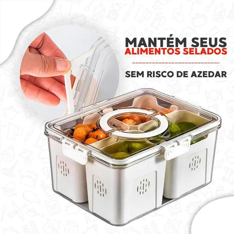 Pote Organizador Hermético Multiuso de Geladeira com Divisórias para Alimentos HDP - Frescor e Organização Garantidos