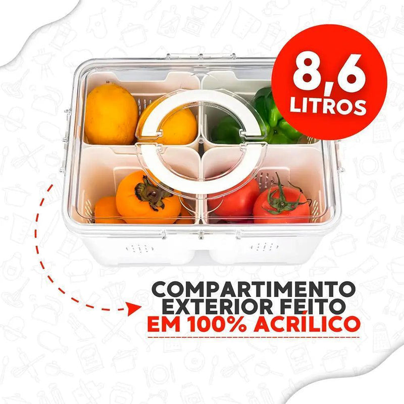 Pote Organizador Hermético Multiuso de Geladeira com Divisórias para Alimentos HDP - Frescor e Organização Garantidos