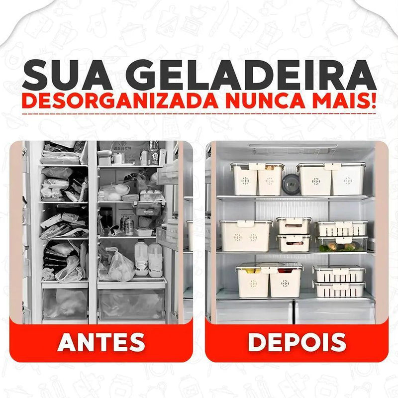 Pote Organizador Hermético Multiuso de Geladeira com Divisórias para Alimentos HDP - Frescor e Organização Garantidos