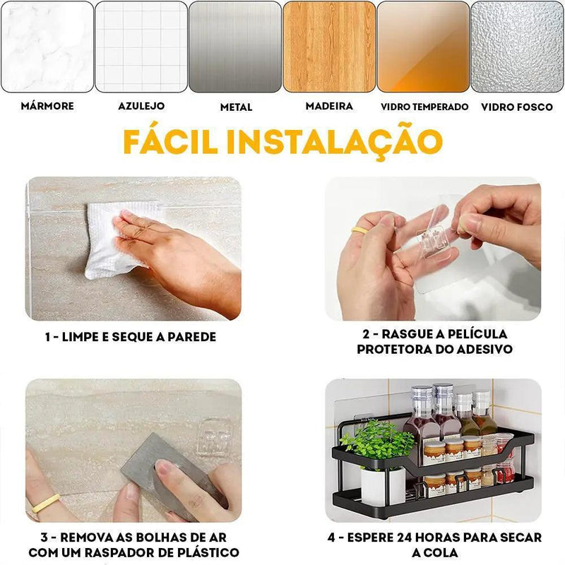 Organizador de Banheiro 5 Peças Adesivo Sem Perfuração - Grande Capacidade e Inoxidável