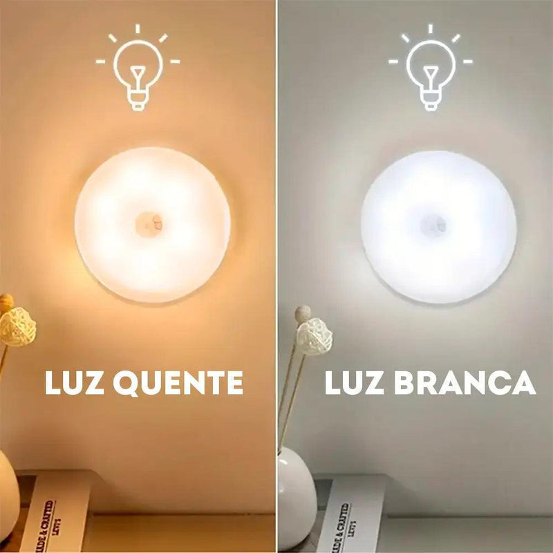 Luminária LED Sem Fio com Sensor de Movimento HDP - USB Recarregável, Luz Fria e Quente