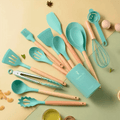 Kit Utensílios de Cozinha 14 Peças Silicone Com Organizador HDP