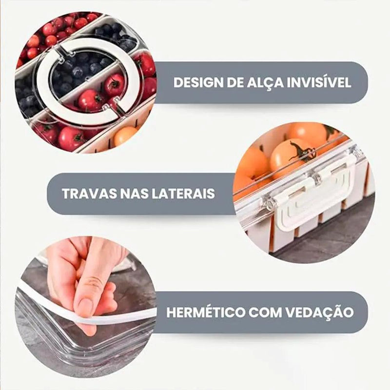 Pote Organizador Hermético Multiuso de Geladeira com Divisórias para Alimentos HDP - Frescor e Organização Garantidos